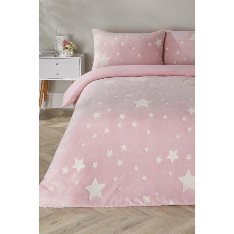 Image of Homelife in the Dark Stars Duvet Set - Pink Pink Single