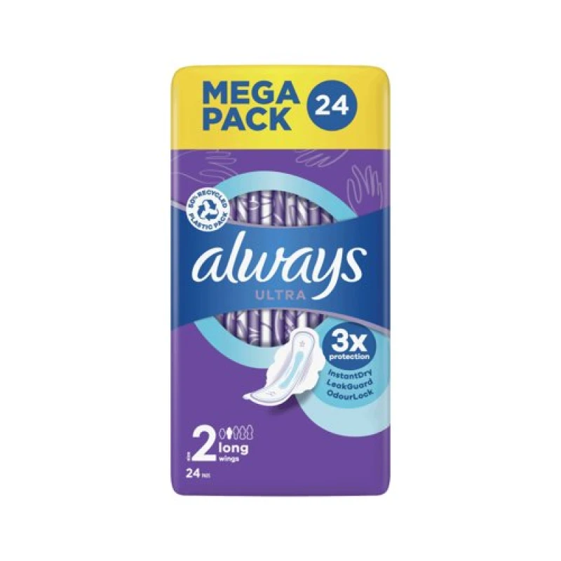 Image of Always Always Ultra Pads Long With Wings Size 2 Sanitary Pads (Pack of 24) C006926 C006926