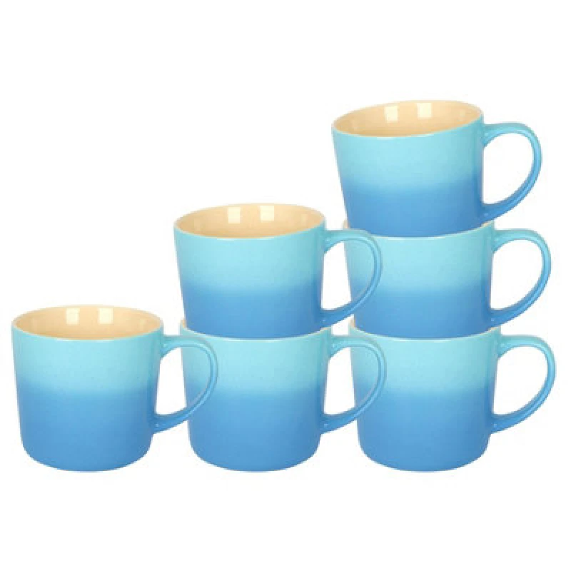 Image of Argon Tableware New Bone China Ombre Mugs - 330Ml - Blue - Pack Of 6