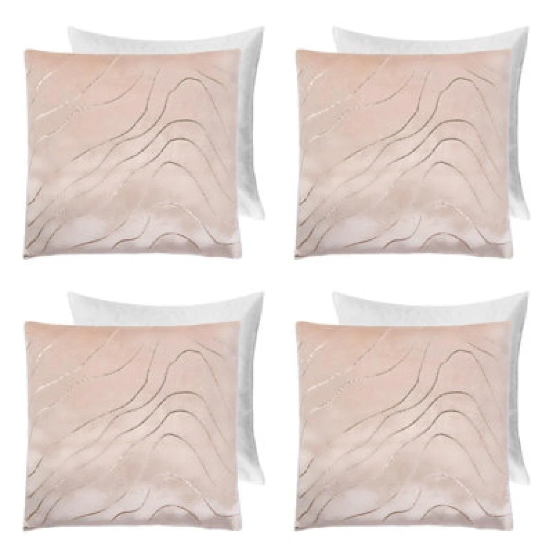 Image of OHS OHS 4 Pack Metallic Wave Filled Cushion Covers Home Decor Set in Natural Size: 45cm x 45cm Natural 45cm x 45cm Unisex 5027434217847