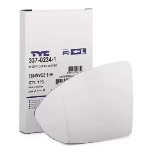 Image of TYC Wing Mirror Glass 337-0234-1 Side Mirror Glass,Mirror Glass VW,Golf VII Schragheck (5G1, BQ1, BE1, BE2),Golf VII Variant (BA5, BV5),Touran (5T1)