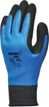 Image of Showa Blue Latex Coated Nylon Work Gloves, Size 9, Large, 2 Gloves