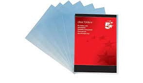 Image of 5 Star Folder Plastic Copy-safe 90 Micron A4 Clear Pack 100