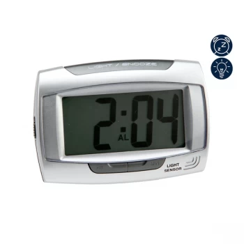 Image of WILLIAM WIDDOP LCD Digital Alarm Clock - Silver