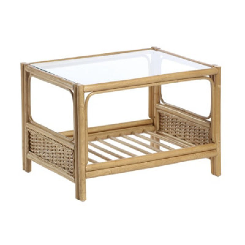 Image of Desser Vale Light Oak Coffee Table With Glass Top - Natural Rattan