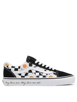 Image of Vans Ua Old Skool, Black/White/Yellow, Size 3, Women