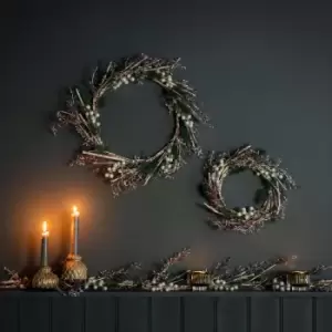 Image of Crossland Grove White Frosted Berry Paper Bark Wreath 410x410mm