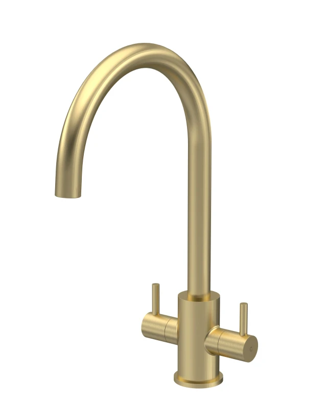 Image of Balterley Kitchen Mono Mixer Tap with 2 Lever Handles Brushed Brass 436mm Bronze