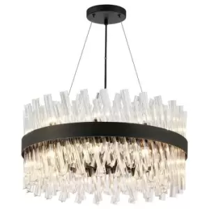 Image of Luminosa Kalih 18 Light G9, Ceiling Pendant Round, Satin Black, Clear Item Weight: 16.81kg