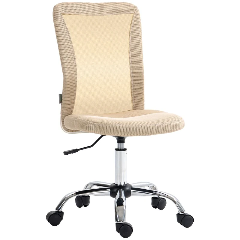 Image of VINSETTO Armless Office Chair Ergonomic Height Adjustable Mesh Back Wheel Beige