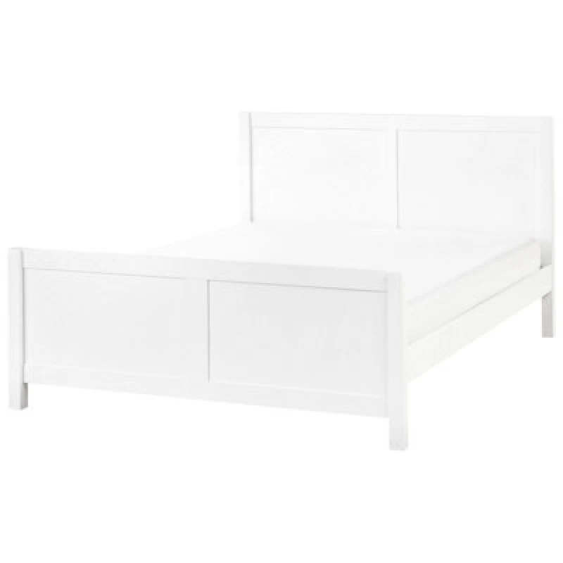Image of Beliani Bed Wood Champagnat 140 X 200 Cm (Eu Double) White