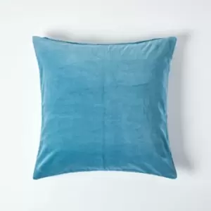 Image of Blue Velvet Cushion Cover, 40 x 40cm - Blue - Homescapes