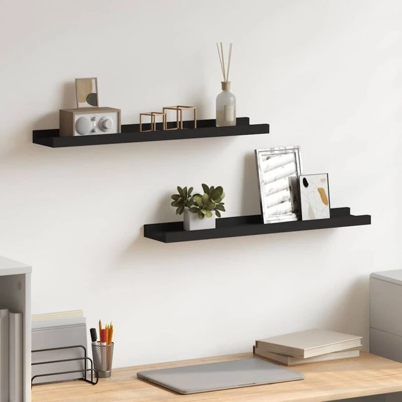 Image of VIDAXL Vidaxl - Picture Frame Ledge Shelves 2 pcs Black 60x9x3cm mdf 8720286075630
