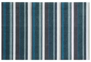 Image of Recylon Teal Striped Heavy Duty Mat, 75Cm X 50Cm