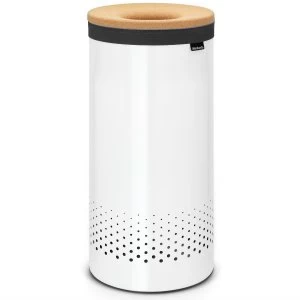 Image of Brabantia Laundry Bin with Cork Lid - 35L White