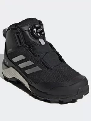 Image of adidas Terrex Winter Mid Boa Hiking Shoes, Black/Silver, Size 11