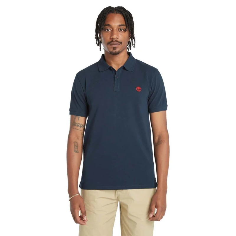 Image of Timberland Oyster River Logo Short Sleeve Polo Shirt Navy male S