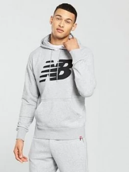 Image of New Balance Essentials Graphic Overhead Hoodie Grey Marl Size L Men