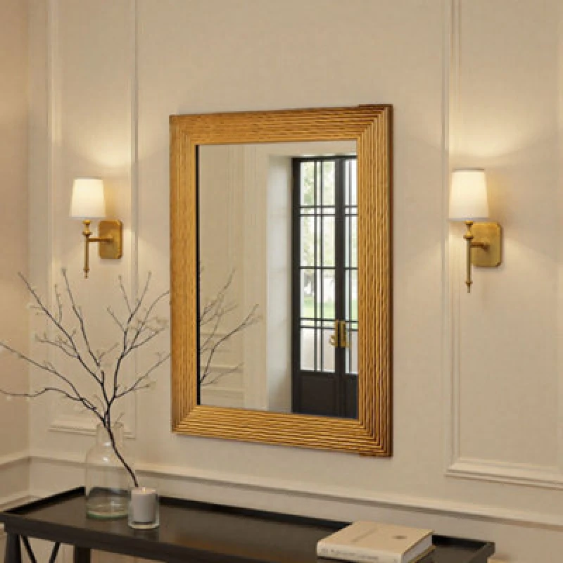 Image of Yearn Mirrors Yearn Wave Gold Framed Bevelled Wall Mirror, Gold YG223GLD40X30