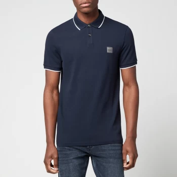 Image of Hugo Boss Passertip 1 Tipped Collar Polo Shirt Navy Size 2XL Men