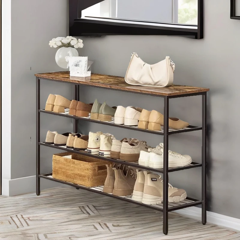 Image of Rafaelo Mobilia 4-Tier Shoe Rack in Brown Brown Unisex