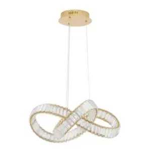 Image of Merano - Kitchener Integrated LED Pendant Ceiling Light Gold Metal, Crystal LED 50W 4075.27Lm 3500K