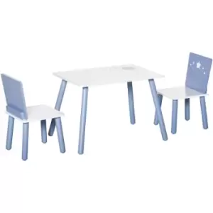 Image of Homcom - 3 Pcs Kids Table & Chairs Dining Set Wood Legs Safe Corners Stars Seating