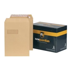 Image of New Guardian C4 Heavyweight Pocket Power Tac Easy Open Peel and Seal Window Envelopes 130gsm Manilla Pack of 250