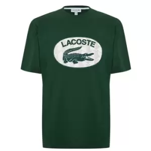 Image of Lacoste Mens Regular Fit Branded Monogram Print T-Shirt Size 4 - M Green