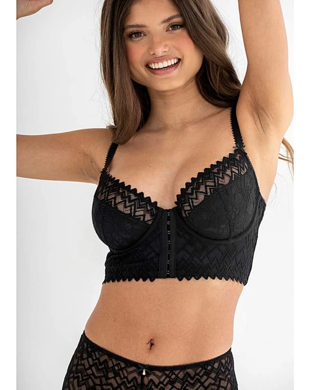 Image of Pour Moi? Pour Moi Mixology Longline Bra Black - Pour Moi? - Size: 32DD Black Female 32DD IY34601