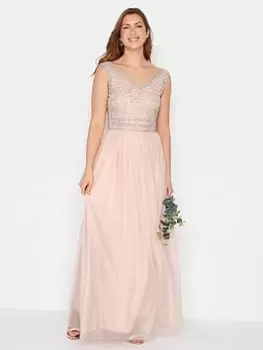 Image of Long Tall Sally V Neck Beaded Maxi Dress, Pink, Size 10, Women