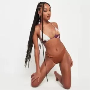 Image of Missguided Crinkle Boomerang Bikini Bottoms - Brown