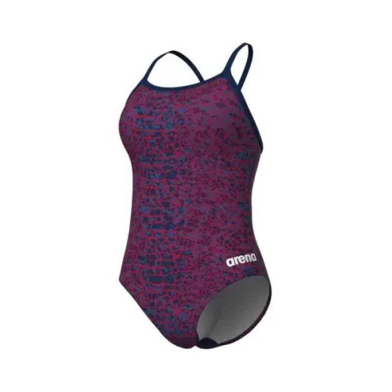 Image of Womens 1 Piece swimsuit Arena Snakeskin Lightdrop Back Bleu Female 36