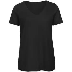 Image of B&C Womens/Ladies Favourite Organic Cotton V-Neck T-Shirt (2XL) (Black)
