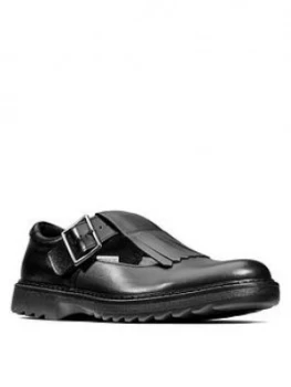 Image of Clarks Youth Asher Verve School Shoes - Black Leather