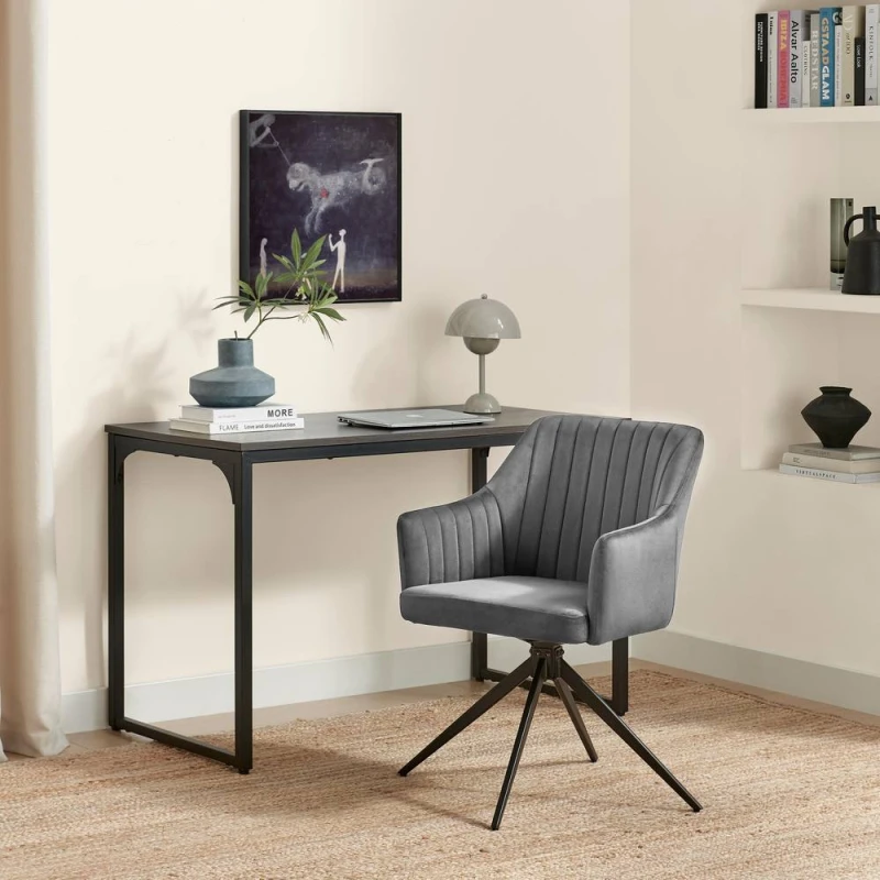 Image of FurnitureboxUK FurnitureboxUK Calla Grey Velvet Swivel Office Chair Grey One Size Unisex 5056784312667