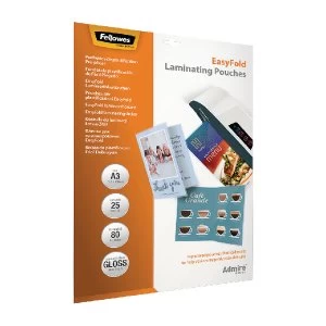 Image of Fellowes Admire EasyFold A3 Laminating Pouches 160 Micron Pack of 25