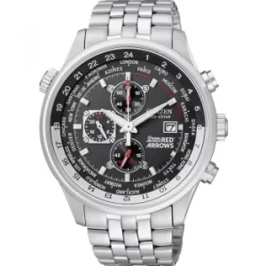 Image of Mens Citizen Eco-drive Red Arrows World Time Chronograph Stainless Steel Watch