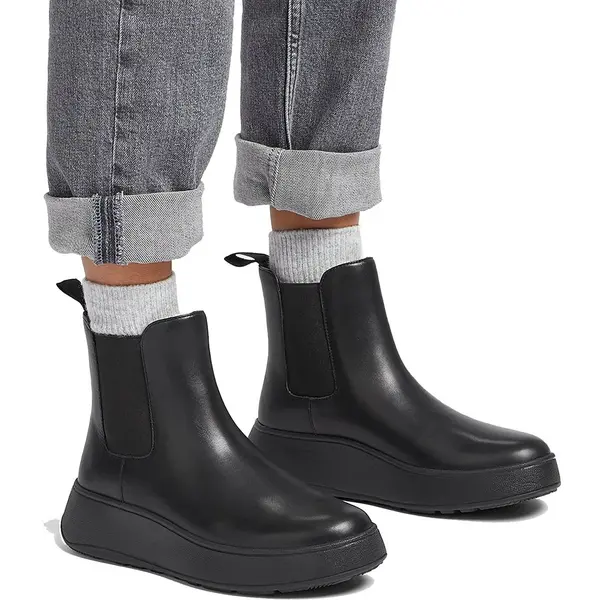 Image of FitFlop Womens F-Mode Flatform Chelsea Boots Ankle Boots - UK 4