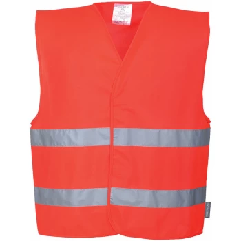 Image of CV474 - Red Sz L/XL Hi-Vis Two Band Vest Safety Reflective - Portwest