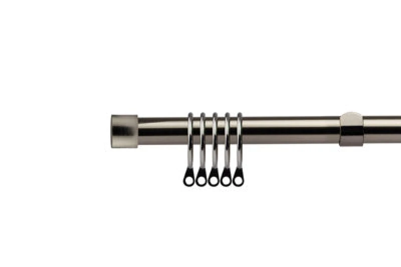 Image of 16-19mm Fenton Extendable Metal Curtain Pole Set Black Silk 160-300Cm