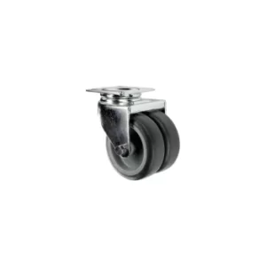 Image of Swivel Plate 75MM Twin Rubber Tyre