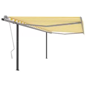 Image of Vidaxl Manual Retractable Awning With Posts 4.5X3.5 M Yellow & White