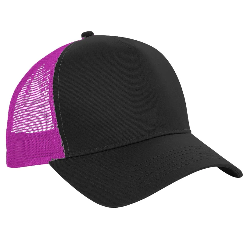 Image of Beechfield Beechfield Men Half Mesh Trucker Cap Headwear in Black One Size Male 5054752864217