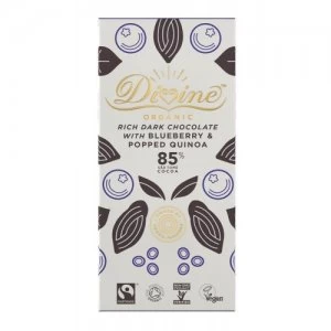 Image of Divine Chocolate Dark 85% Choc Blueberry Quinoa 80g