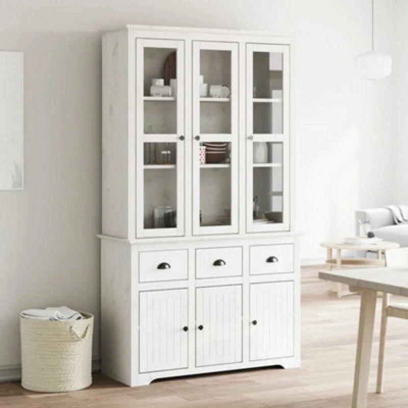 Image of Vidaxl Highborad "bodo" White 115.5X43X200.5cm Solid Wood Pine, White 3206451