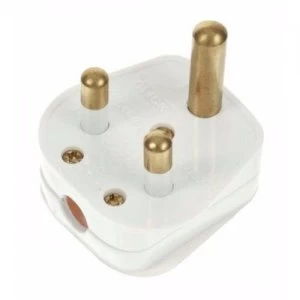 Image of Zexum 5A White Plastic Electrical Round Pin Plug Top Unfused