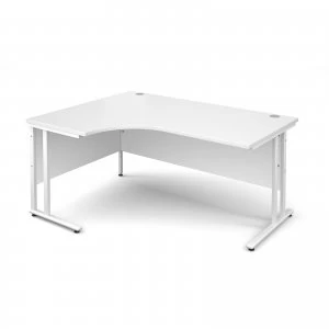Image of Maestro 25 WL Left Hand Ergonomic Desk 1600mm - White Cantilever Frame