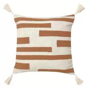 Image of Alaya Jacquard Tasselled Cushion Sienna
