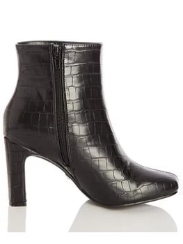 Image of Quiz Black Crocodile Heeled Ankle Boots - 3